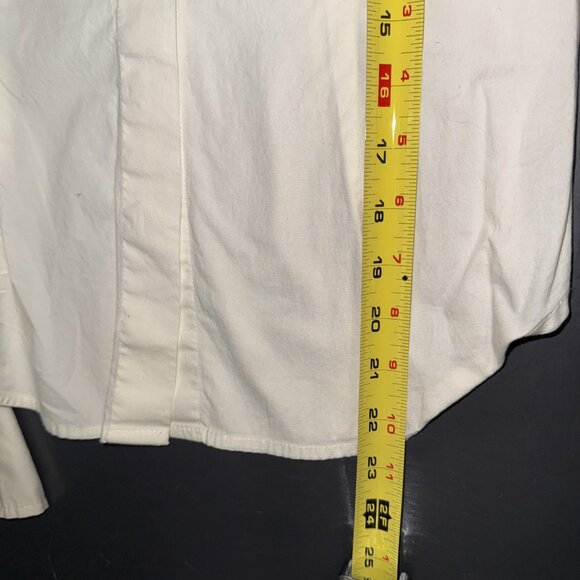 Moda International Button Up Shirt Women’s Size 2XS Ivory Long Sleeve Collared - Picture 14 of 16